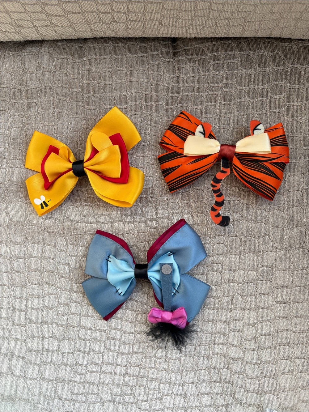 Set of 3 Decorative Hair Bows - Winnie the Pooh, Tigger, Eeyore